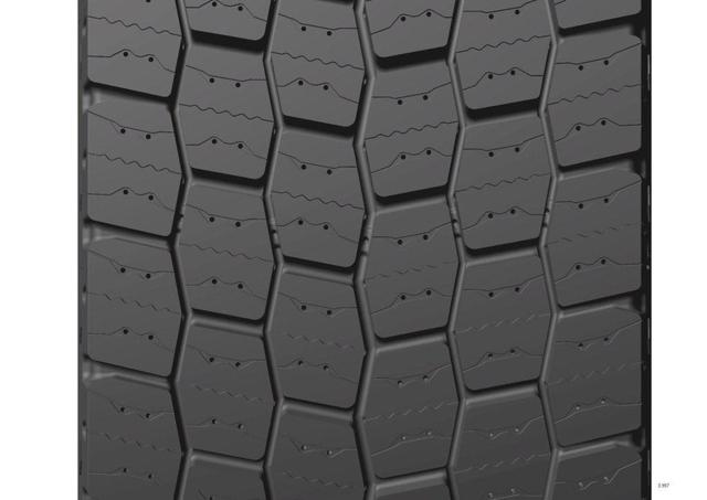 Perfil de la banda de rodadura en versión eje tractor del Michelin X Multiway 3D.