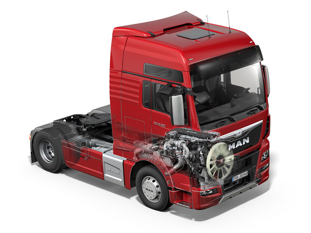 El motor euro 6 MAN D 38 ofrece su par motor máximo desde las 930 rpm.