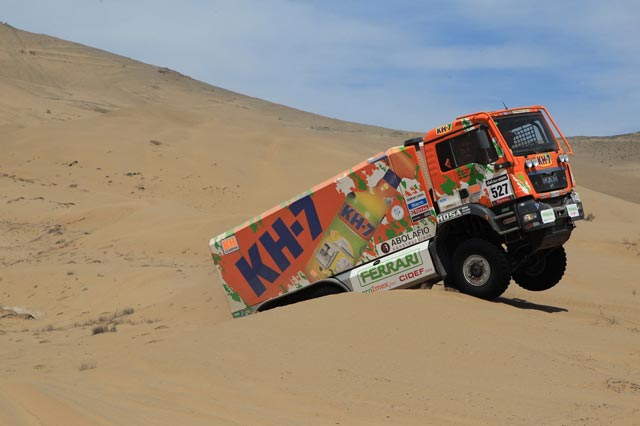 Líderes una vez más en 6x6 y primer equipo español de camiones en el Dakar 2013, el MAN 6x6 de KH7.